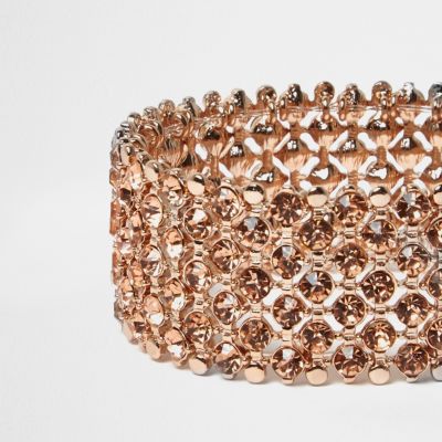 Rose gold crystal embellished bracelet